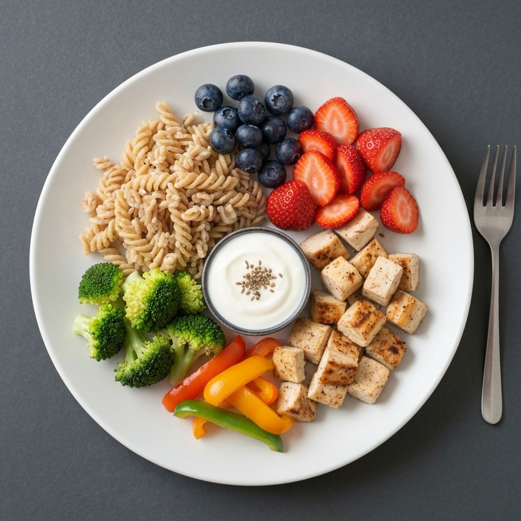 Balanced meal with diverse food groups